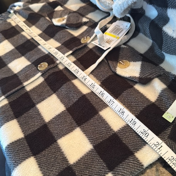 Hippie Rose black plaid cropped Sherpa hoodie jacket shacket NWT M - Picture 7 of 10